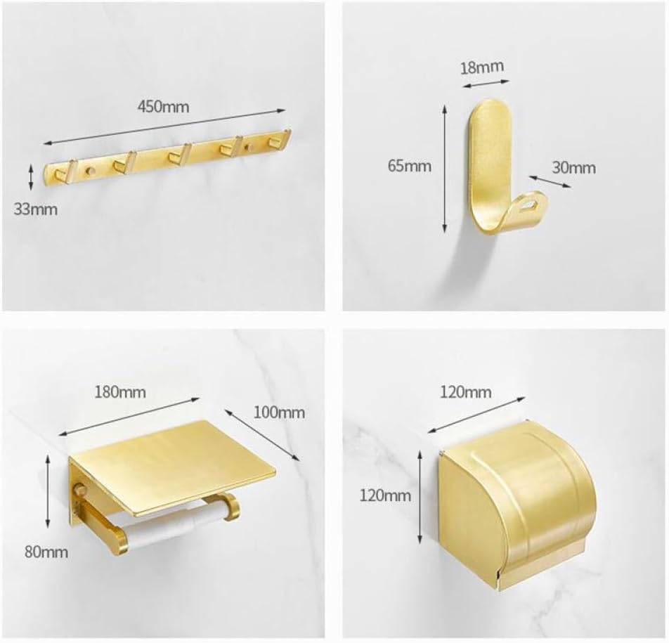 Bathroom Accessories Set Brushed Gold Corner Shelf,Towel Rack,Towel Hanger Paper Holder,Toilet Brush Holder Bath Hardware Sets,Double Towel Bar