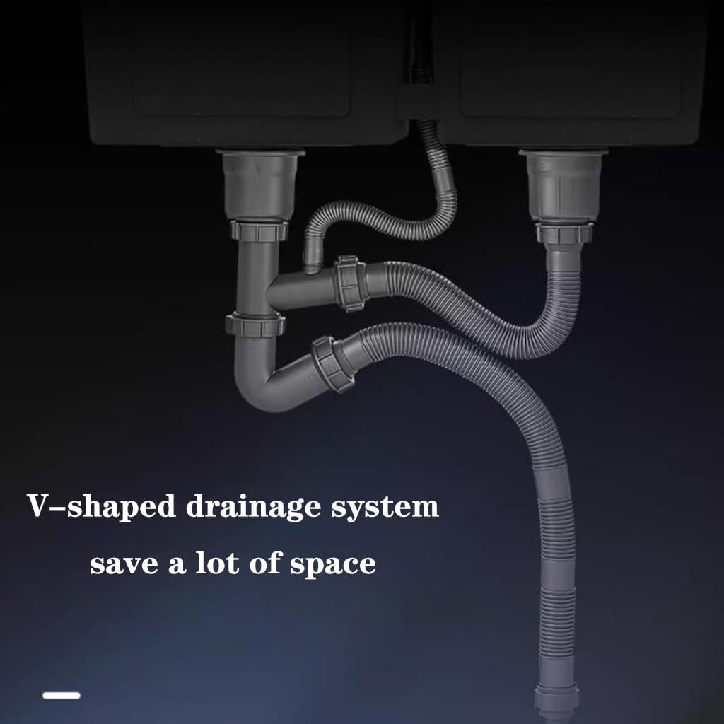 Kitchen Sinks, Single Bowl Embedded Siphon Sink Stainless Steel Kitchen Sink Large Capacity Double Bowl Sink Multifunctional Vegetable Sink (82 * 45 * 22Cm