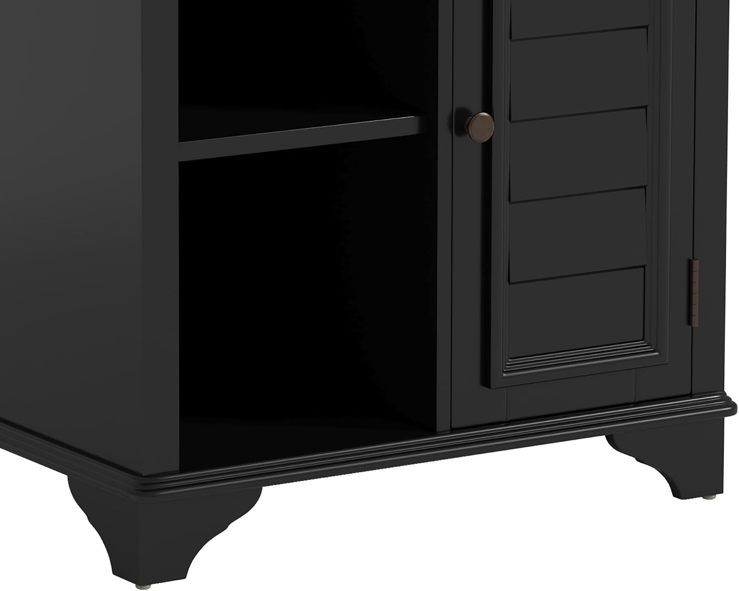 Multifunctional End Table Side Table with a Shutter Style Door and 2 Woven Grass Baskets, Sofa Side Narrow Table, Wood Bedside Nightstand for Living Room Bedroom (Black-4.7)
