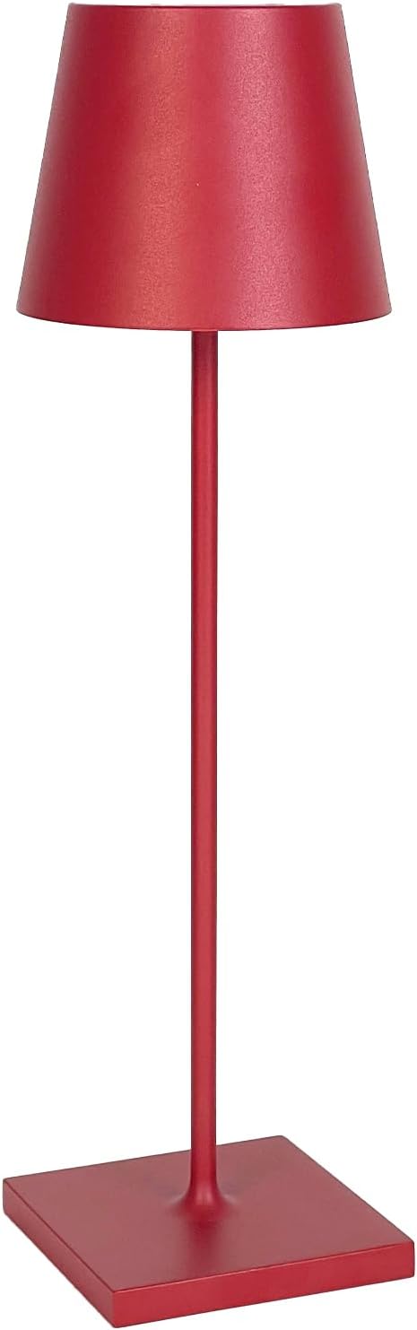 Zafferano, Poldina Pro Lamp, Rechargeable Cordless Table Lamp with Touch Controls, Suitable for Indoor and Outdoor, Dimmer, 2200-3000 K, Height 14.9 Inches, Ruby Red Color