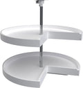 Rev-A-Shelf 2 Tier Pie-Cut Lazy Susan for Corner Base Cabinets, Plastic, 28' Double Shelf Swivel Kitchen Spice and Can Organizer, 28' W x 18.25' D x 26' H, White, 6942-28-11-52