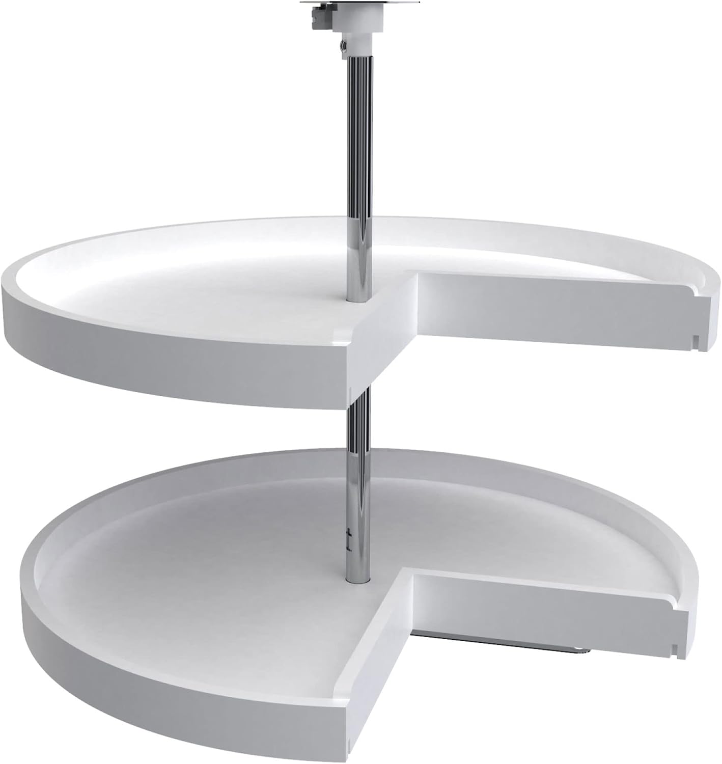 Rev-A-Shelf 2 Tier Pie-Cut Lazy Susan for Corner Base Cabinets, Plastic, 28' Double Shelf Swivel Kitchen Spice and Can Organizer, 28' W x 18.25' D x 26' H, White, 6942-28-11-52