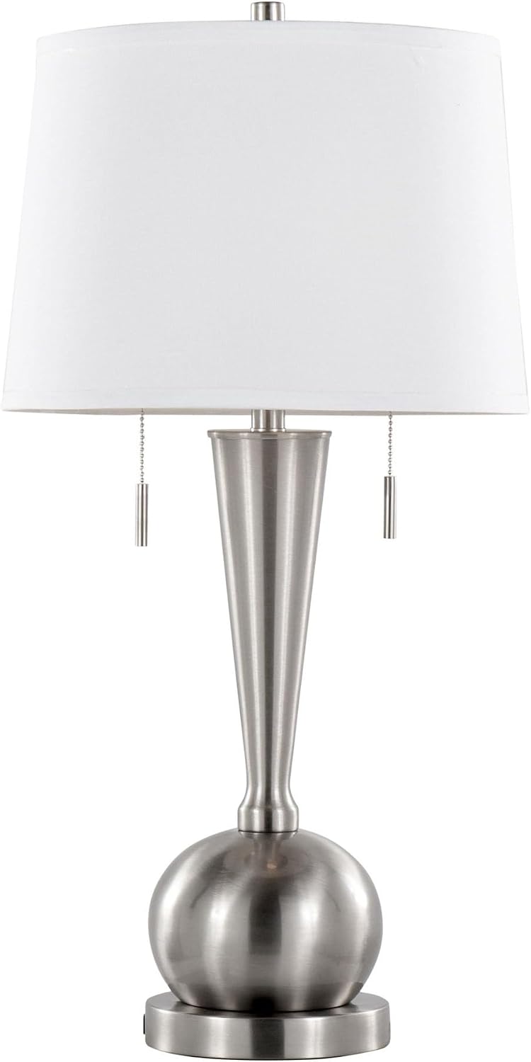 LumiSource Jules 30.25' Metal Table Lamps with USB Set of 2, Desk Lamp, Bedside Lamps for Night Stands, Nightstand Lamp, Small Lamp, Small Table Lamps for Living Room Set of 2, White Lamps Set of 2