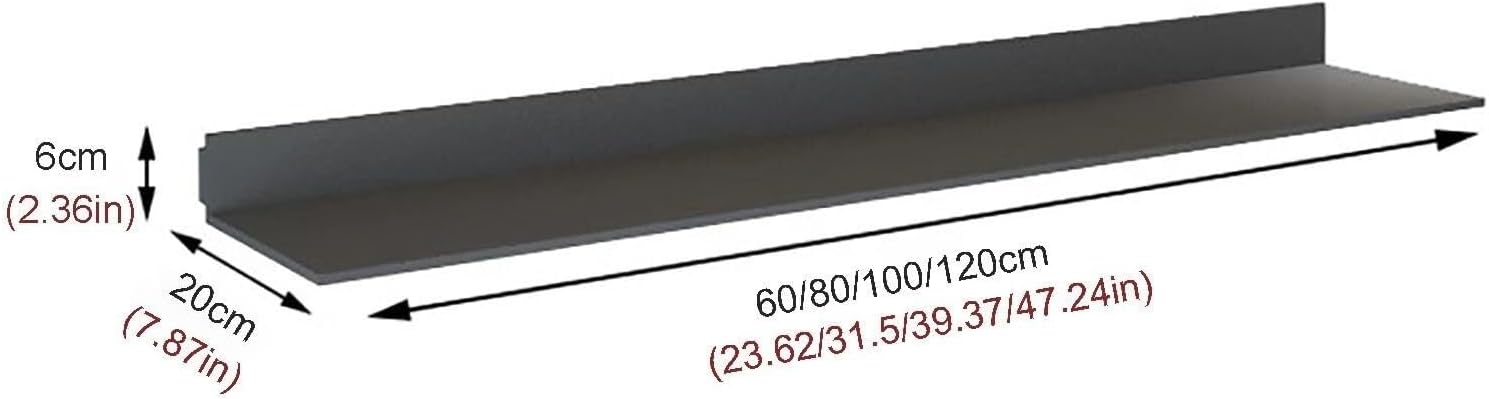 Illuminated Wall Shelf Built-in LED,Aluminum Alloy Display Stands,Floating Shelves Wall Mounted,Light Creative Metal Display Shelves for for Storage (Black 60cm/23.62in)