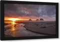 ArtDirect Oregon, Oceanside Sunset on Three Arch Rocks 48x32 Huge Black Ornate Wood Framed Canvas Giclee Art by Terrill, Steve