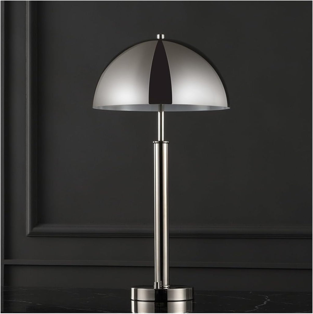 SAFAVIEH Couture Lighting Collection Harvey Modern Metal Dome Nickel 26-inch Bedroom Living Room Home Office Desk Nightstand Table Lamp (LED Bulb Included)