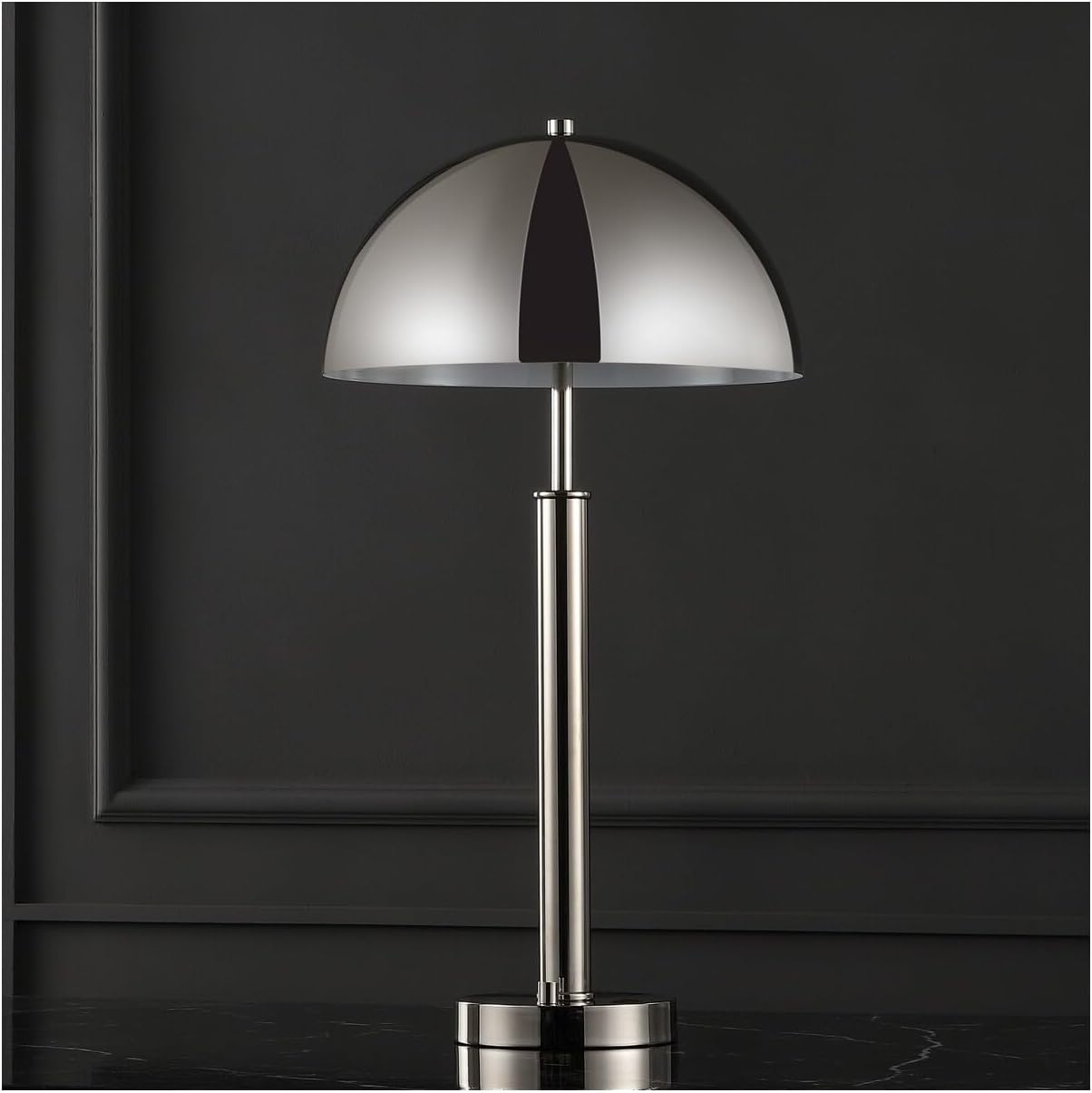 SAFAVIEH Couture Lighting Collection Harvey Modern Metal Dome Nickel 26-inch Bedroom Living Room Home Office Desk Nightstand Table Lamp (LED Bulb Included)