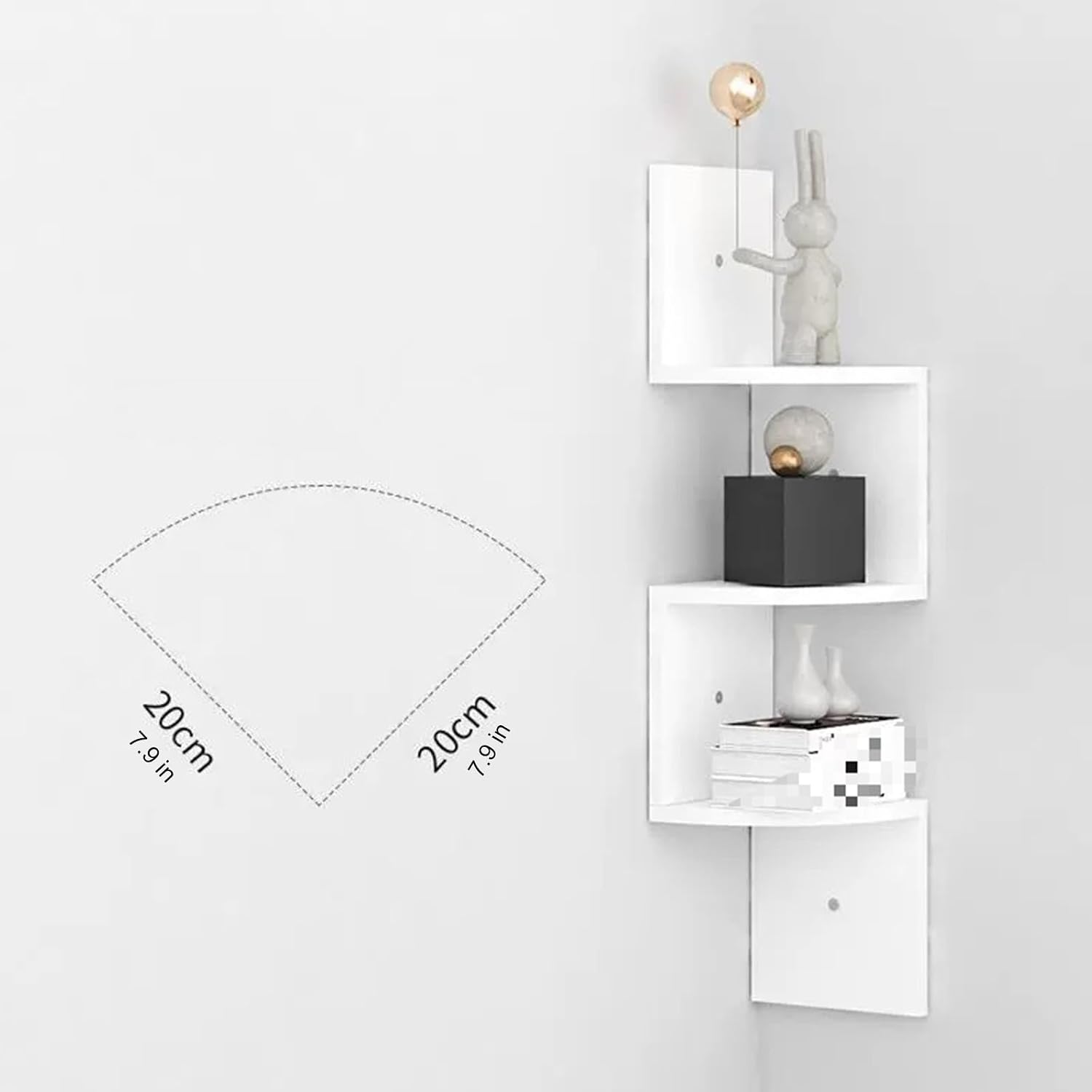 5-Tier Corner Shelf, Wall Mounted Floating Bookshelf for Bedrooms, Bathrooms, Kitchens, Offices, Living Rooms, Fit 90-Degree Wall Corners,D-5 Tier