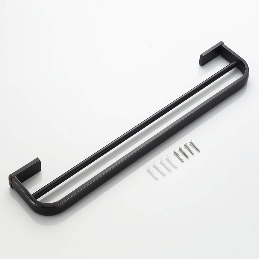 304 Stainless Steel Double Layer Towel Bar Rack Wall Mounted Towel Holder for Bathroom & Kitchen Durable Black Finish Space Saving Design Rust Resista