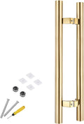 Large Heavy Duty Barn Door Pull Handle Exterior Entry Glass Door Handle Bar with Screws Kit Rust Resistance Easy to Install, Gold-Long 80cm/31.5 inch