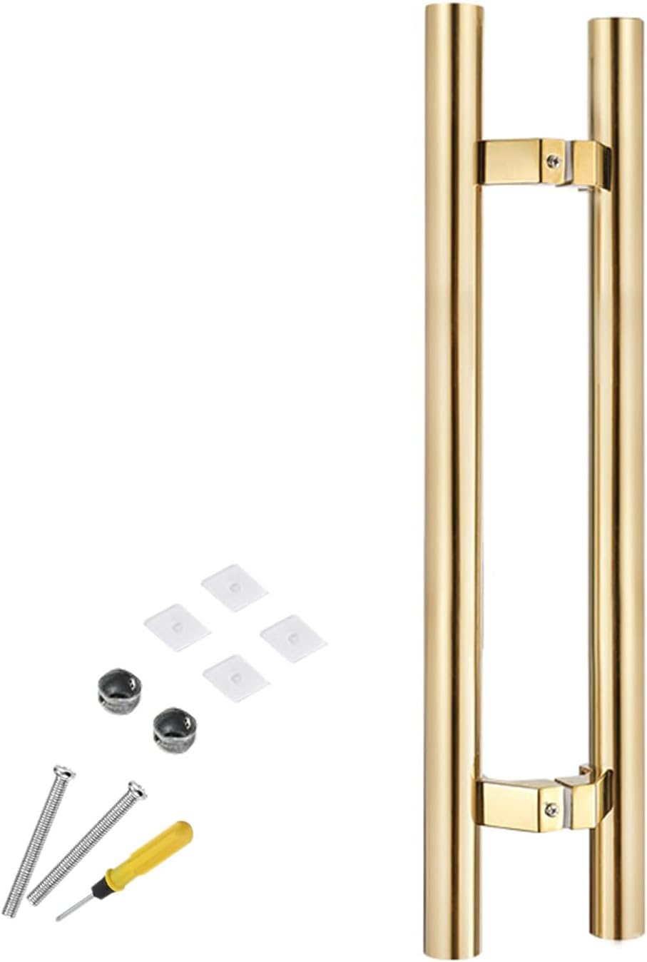 Large Heavy Duty Barn Door Pull Handle Exterior Entry Glass Door Handle Bar with Screws Kit Rust Resistance Easy to Install (Black Long 80cm/31.5 inch) (Gold Long 60cm/23.6 inch)