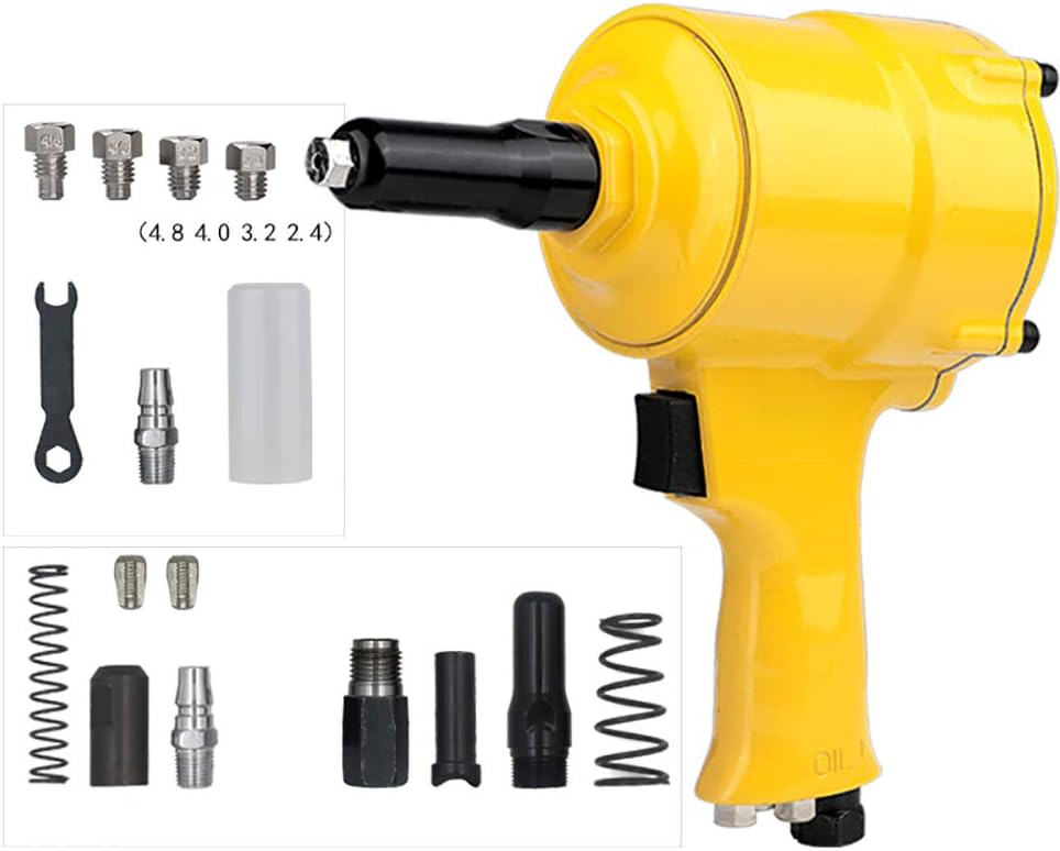 NEWTRY Professional Pneumatic Rivet Gun Air Riveting Tool Rivet Nut Setting Kit Air Power Tool Pop Rivet Gun Automatic Nail Suction (UL-501E)