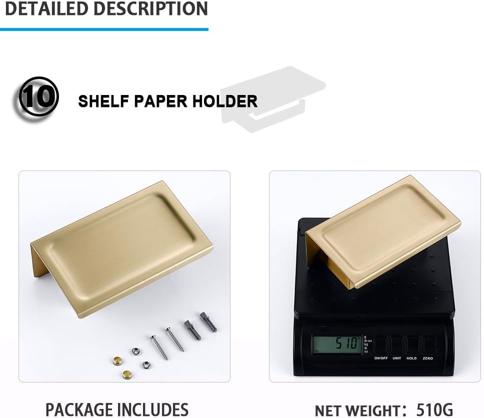 Brushed Gold Bathroom Accessories Set Toilet Brush Holder Toilet Paper Holder Towel Bar Rail Rack Hanger Hook Soap Dish Hardware,Shelf Paper Holder