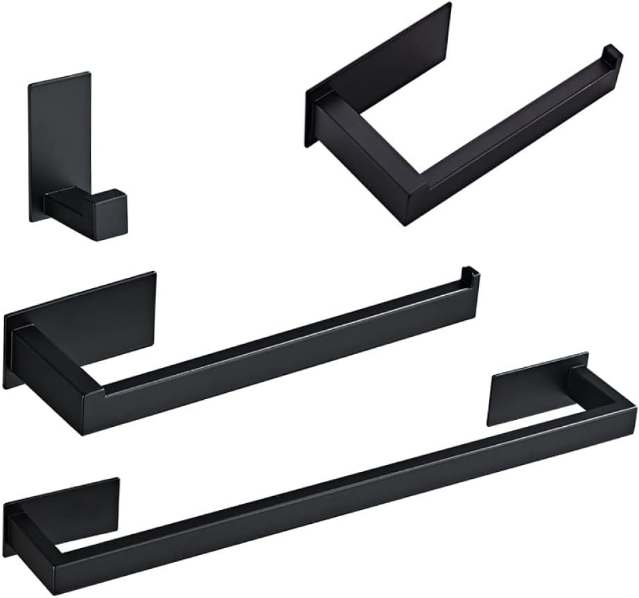 Bathroom Hardware Set Black Robe Hook Towel Rail Bar Rack Bar Shelf Tissue Paper Holder Toothbrush Holder Bathroom Accessories,B 4 Pieces