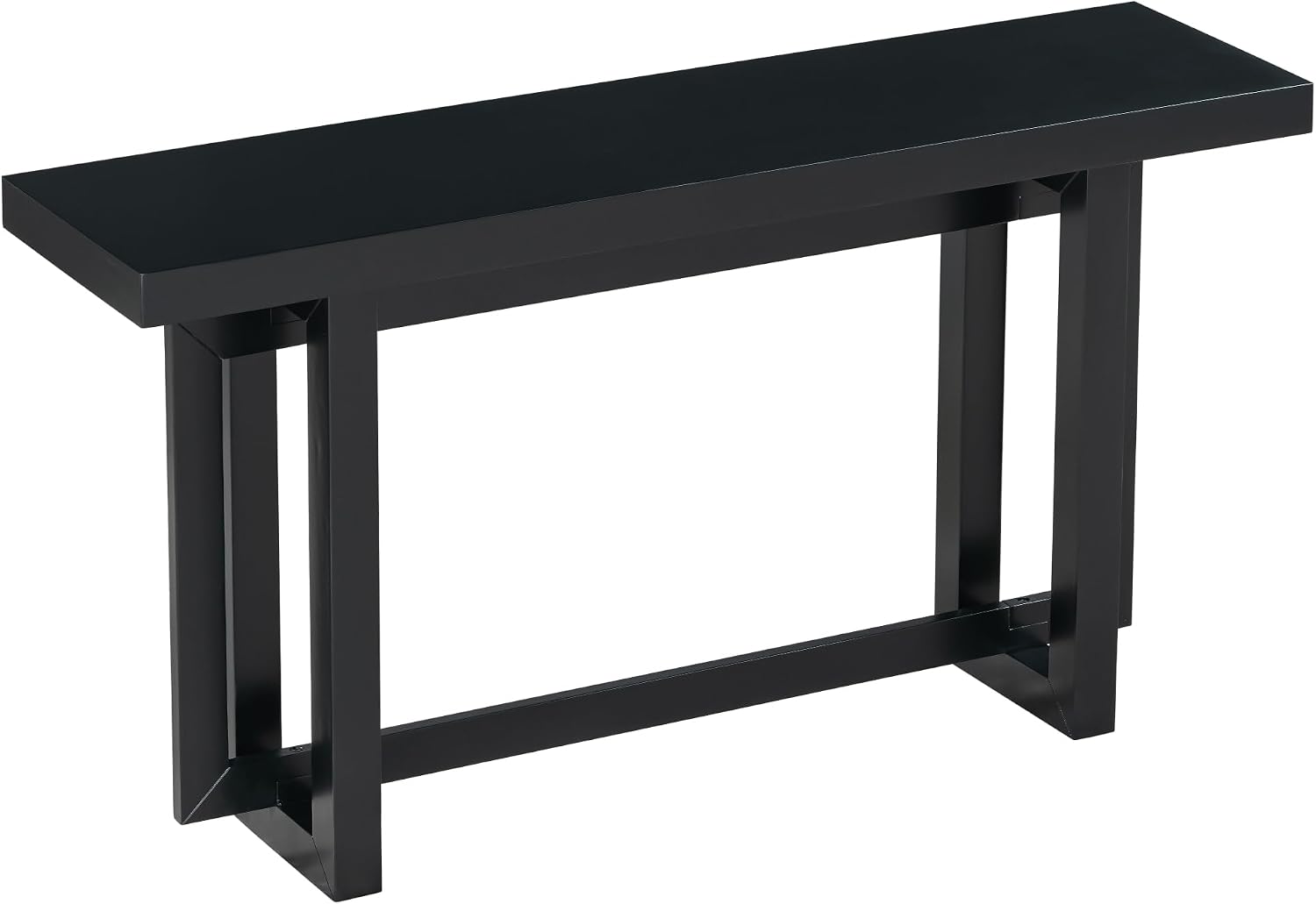 Merax Wood Entryway Console Table, Modern Line Frame with Industrial Concrete Top, for Living Room/Hallway/Foyer, Black