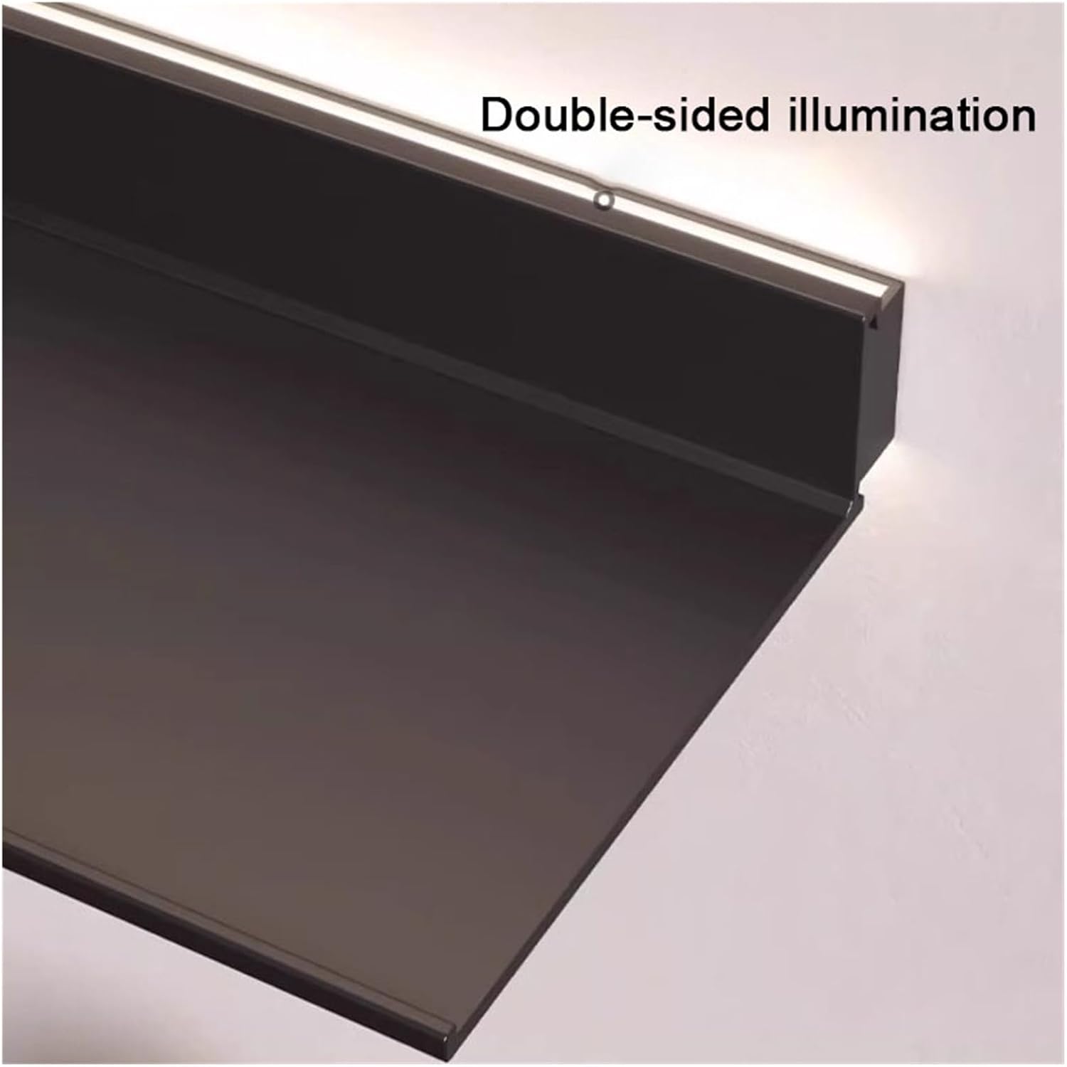 Corner Ledge Wall Shelf,Wall Mounted Light-Emitting Shelves, Wall Mounted Illuminated Bookcase Aluminum L-Shaped Partition LED Metal Partition with Lighting(Gold,70x25x6cm)