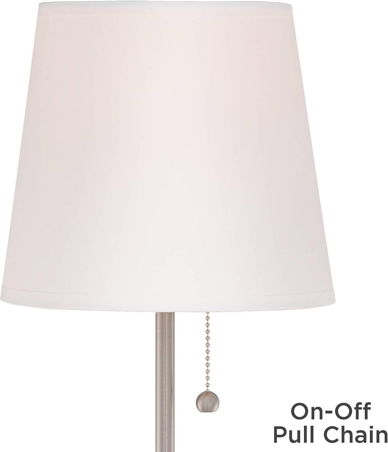 360 Lighting Justin Modern Accent 3-Way Table Lamps 18' High Set of 2 with USB Charging Port and Table Top Dimmers Silver Metal White Fabric Empire Shade for Bedroom House Bedside Home