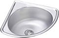 Stainless Steel Wall-Mounted Single Bowl Sink Triangle Wash Basin Thick Small Sink Corner for Kitchen Bathroom Lavatory,Silver-A1(34x34cm)