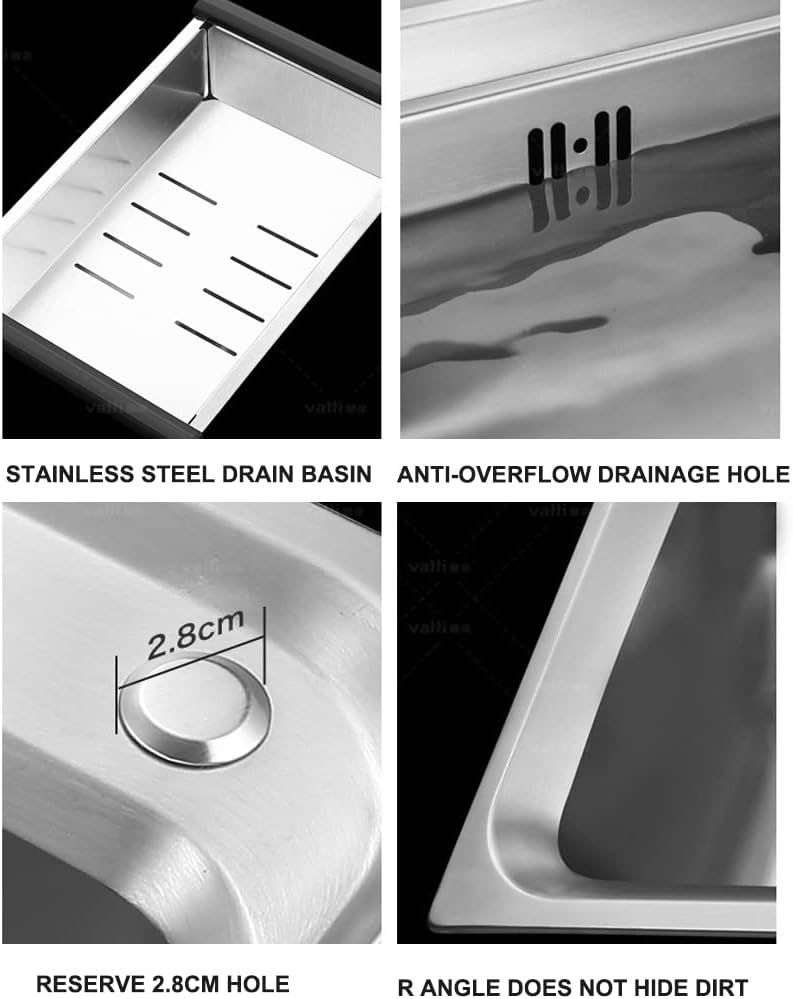 Kitchen Sinks Large Capacity Kitchen Sink Kitchen Stainless Steel Sink Kitchen Double Bowl Sink Restaurant Sink and Faucet (83 * 45 * 21.5Cm