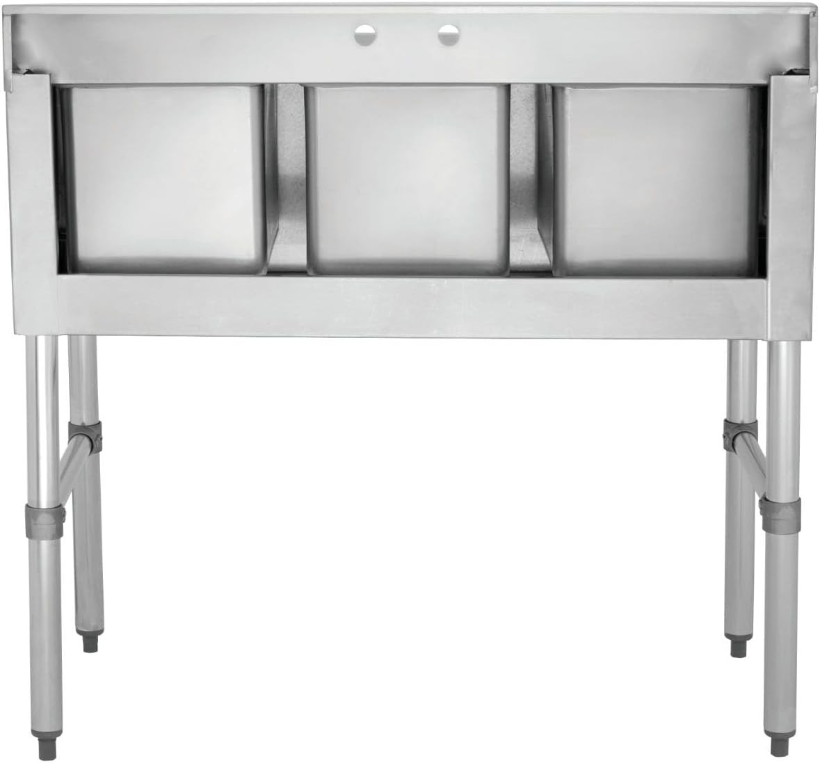 Kratos Commercial Restaurant Sink, 3 Bowl Underbar Compartment Sink w/Faucet and Left Drainboard - 48'x18.75' (29N-119)