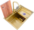 Kitchen Sinks, Single Bowl Multifunctional Stainless Steel Sink Kitchen Dish Washibasin Large Capacity Single Bowl Sink Beautiful Sink (75 * 46 * 22Cm