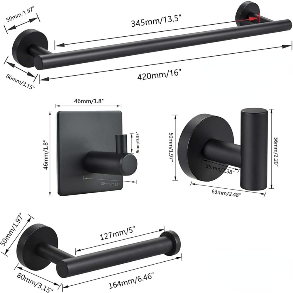 Stainless Steel Bathroom Hardware Set Robe Hook Towel Rail Bar Rack Bar Shelf Toilet Paper Holder Bathroom Accessories Sets,4pcs A Set Sliver,1
