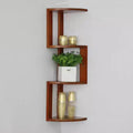 Wall Shelves Floating Corner Shelf, 3 Tier Solid Wood Wall Storage Rack, Wall Mounted Wooden Shelves for Home Decoration(Light Brown-Small)