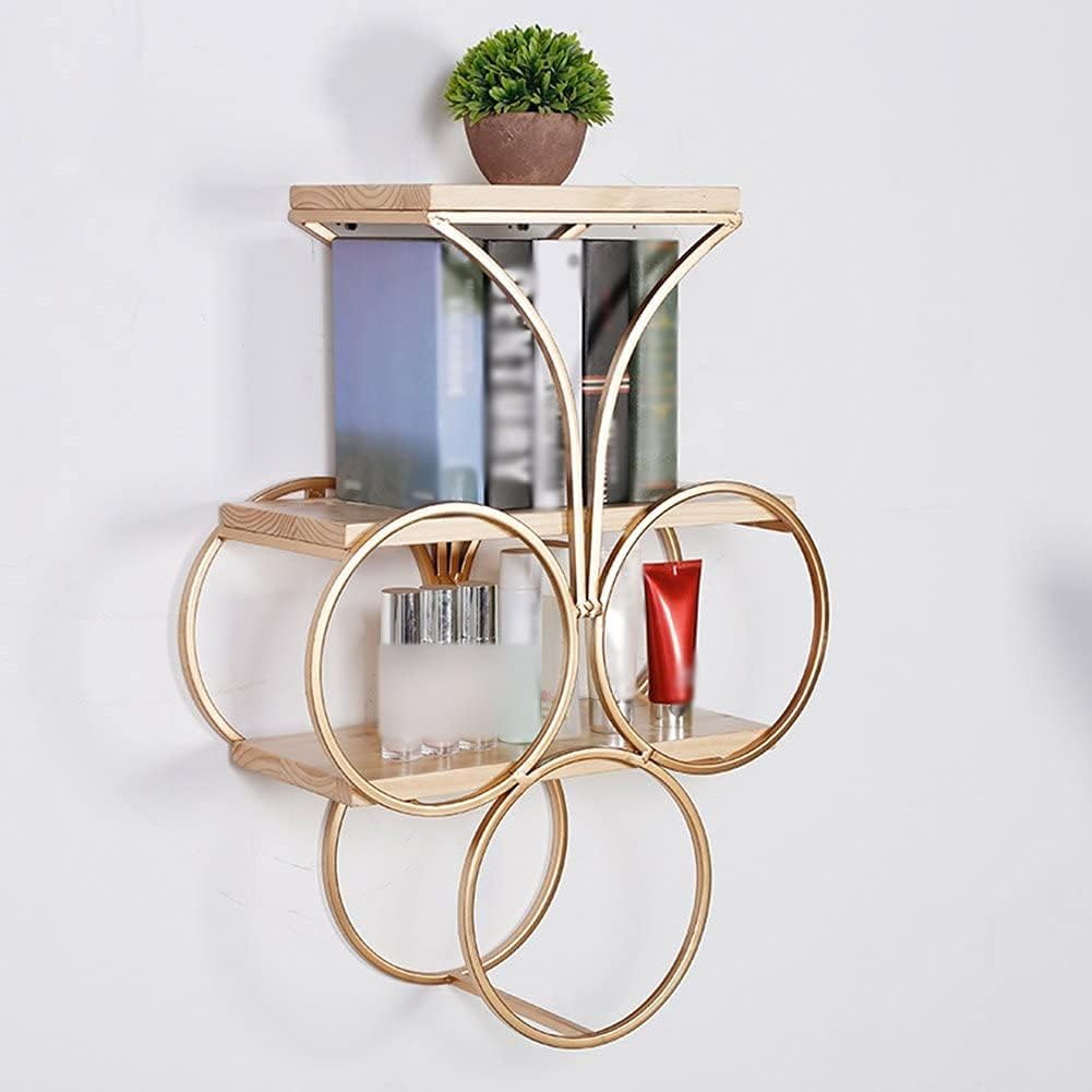 Corner Shelves Wall Mounted Floating Shelves Paint Process 3 Tier Golden Wall Decoration Shelf Wall Rack Strong Bearing Capacity Large Storage Rack for Room/Kitchen/Office