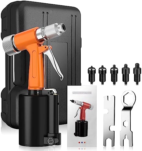 Hydraulic Pneumatic Rivet Gun Air Riveter Blinding Riveting Nuts Tool, Pop Rivet Nut Gun Riveting Machine for Body Panels Bicycle Attachments Furniture (Yellow)