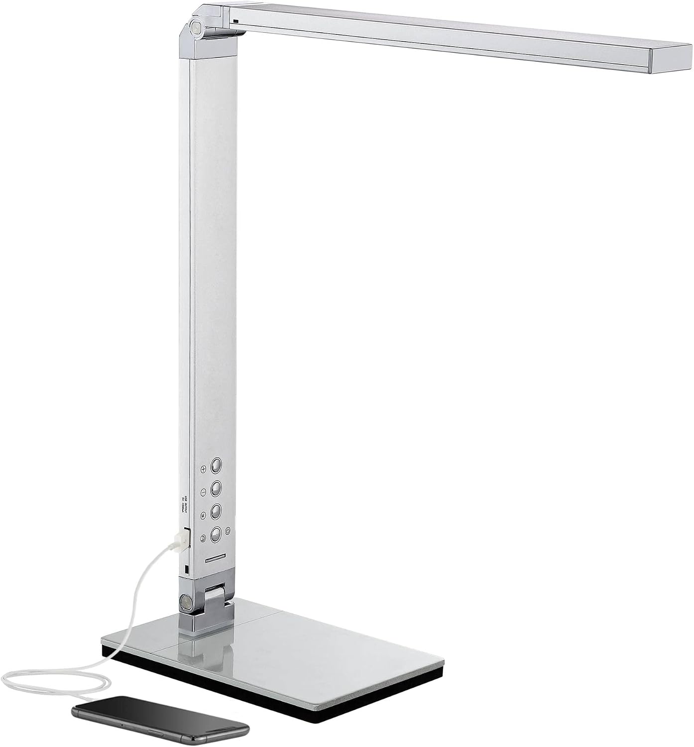 360 Lighting Jett Modern Desk Table Lamp 16 1/2' High with USB Charging Port and Nightlight LED Silver Aluminum Touch On Off Dimmer for Bedroom House Bedside Nightstand Home Office Reading