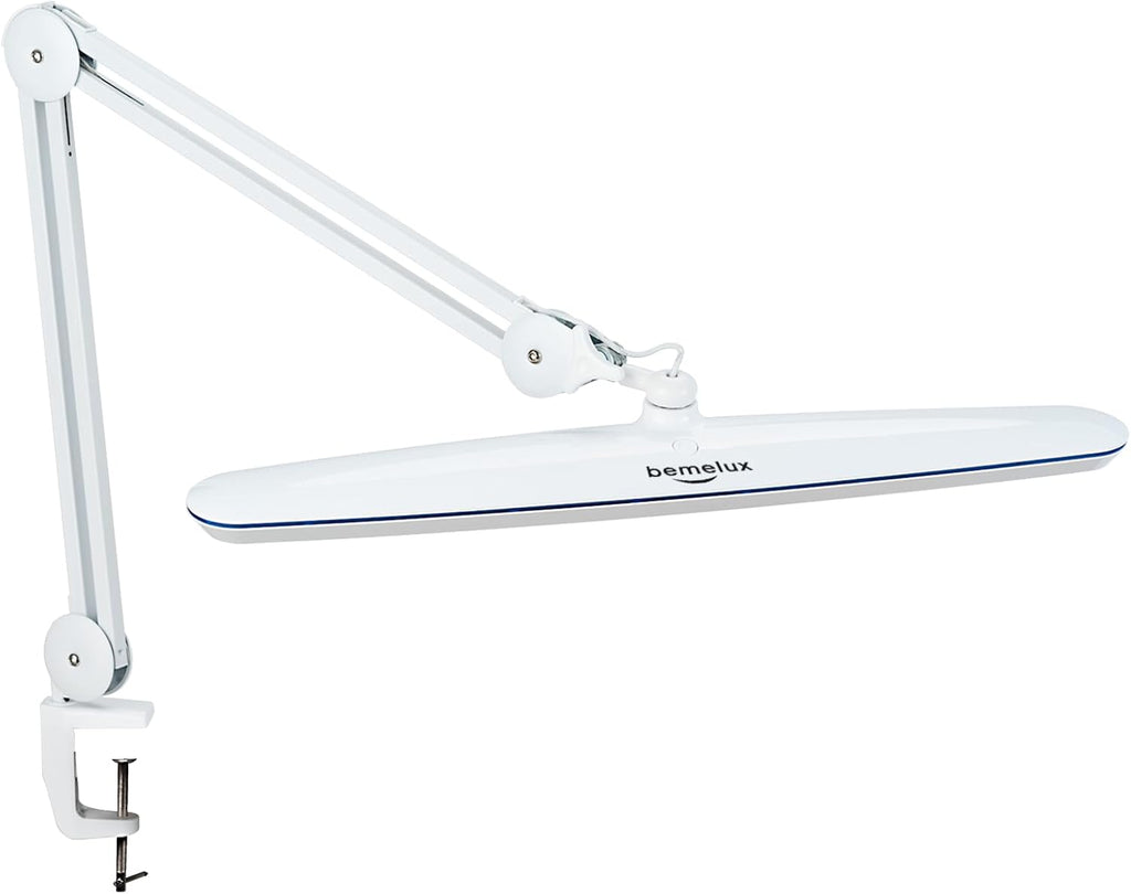 Task Lamp with Clamp, 23 Inch Lamp Head, Bright 182PCS LEDs,3 Color Temperatures, 4 Brightness Levels, Metal Swing Arm 20W 2200 Lumen Dimmable Led Desk Lamp (White, CCT)