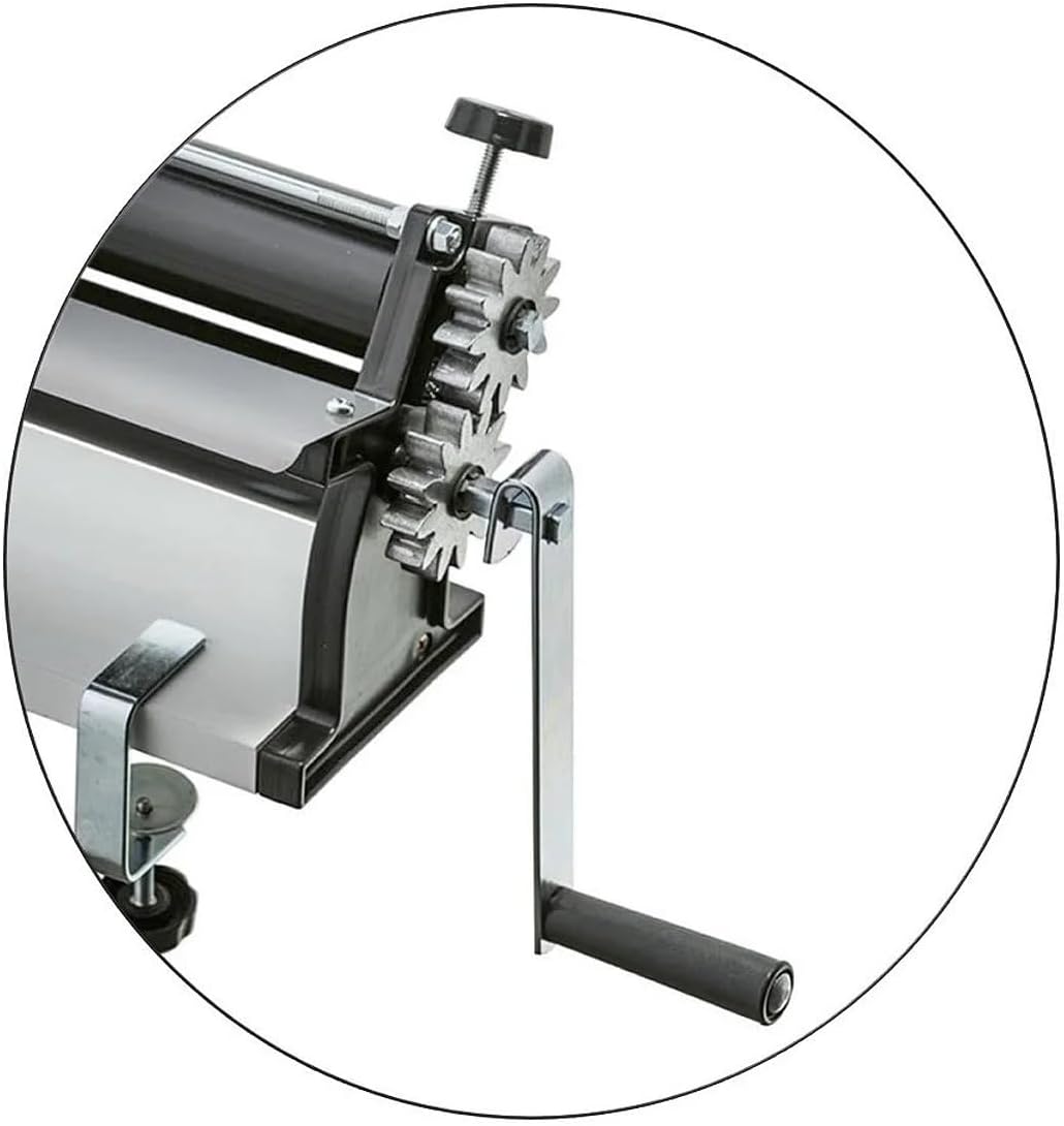 DKN Extra Large NON-STICK Pizza Dough Roller Machine with Hand Crank - Pasta Maker, fondant roller, Dough Sheeter Features Thickness Control and a large feeder - Solid Steel and Aluminum Construction