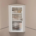 3-Tier Wall Mounted Bathroom Organizer, Hanging Storage Cabinet with Acrylic Doors, Modern Minimalist Floating Shelves, Stylish Corner Shelf for Kitchen, Bathroom(30cm-11.8in)
