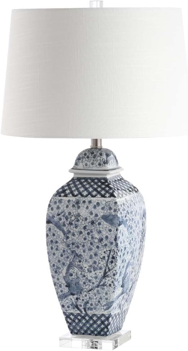 SAFAVIEH Lighting Collection Braeden Blue/ White Chinoiserie 30-inch Bedroom Living Room Home Office Desk Nightstand Table Lamp (LED Bulb Included)