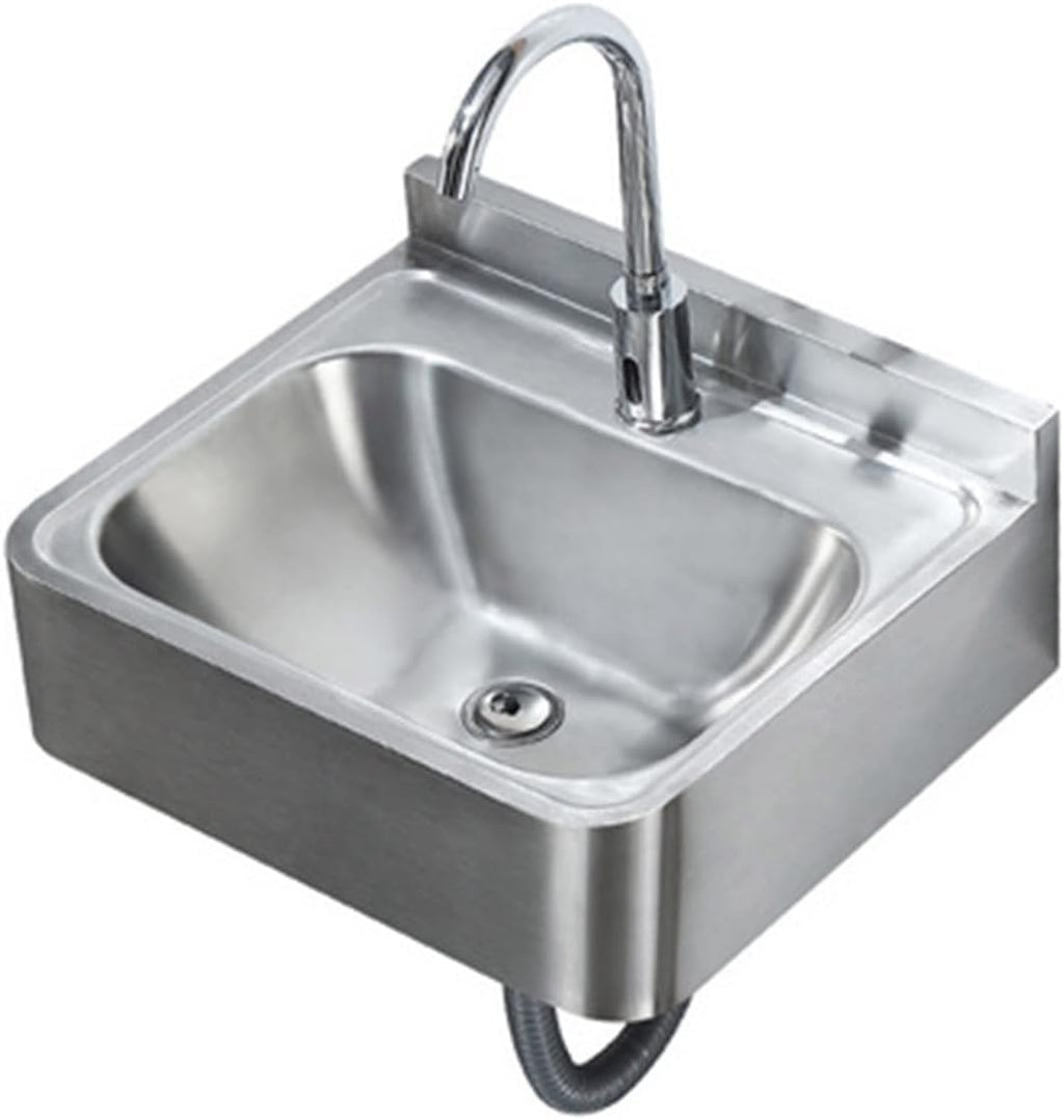Stainless Steel Sink, Wall-Mounted Single Bowl Sink, Wash Basin Thick Small Sink for Kitchen Bathroom Lavatory,Silver-B (43x41.2x15cm)
