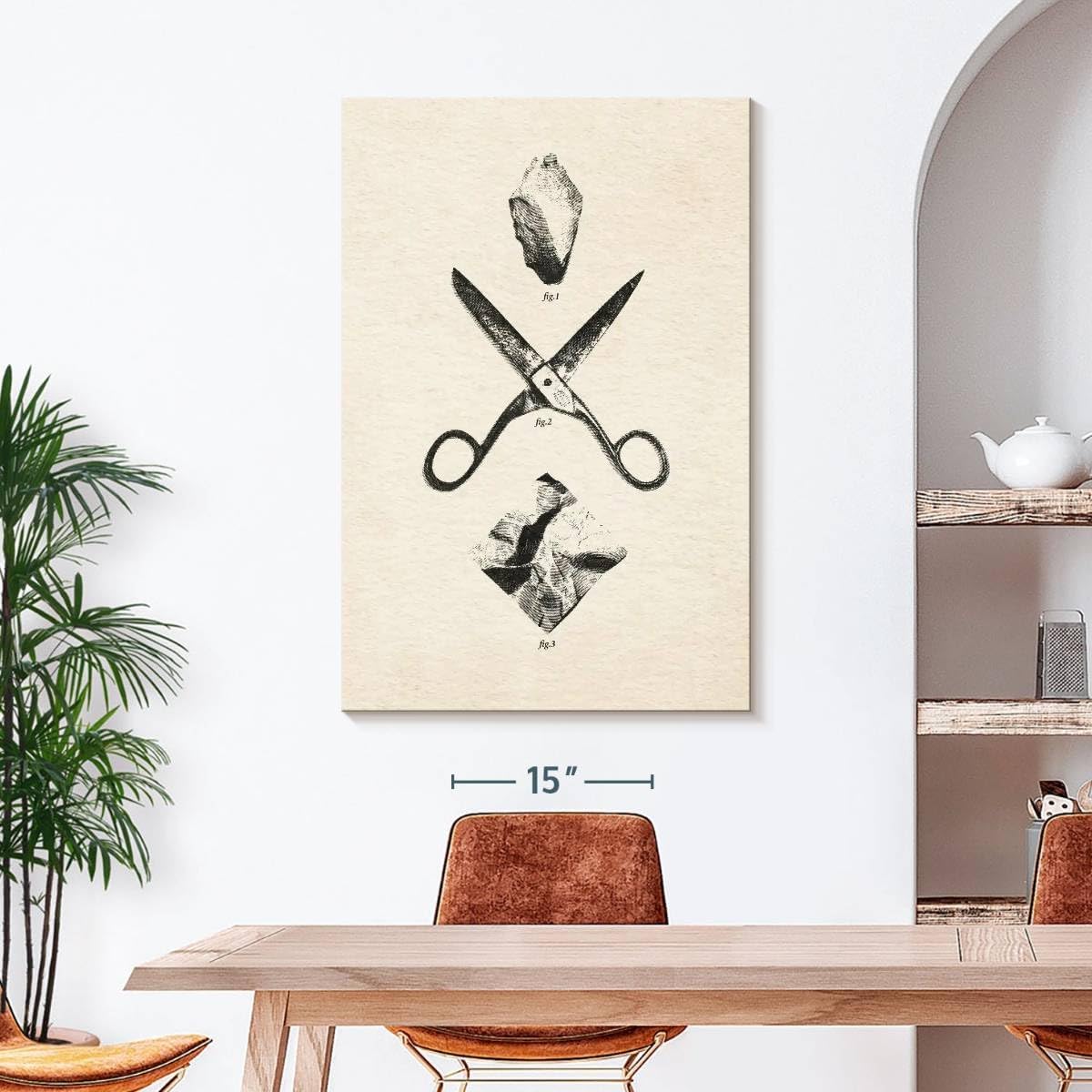 ElephantStock - Rock Scissors Paper Vintage Wall Art - Vertical Canvas Wall Art - Home Office Wall Decor - Drawing Game Canvas Art - Black And Gray Decor by Daniel Coulmann - 30' x 45'