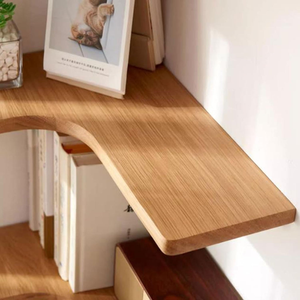 Wall Shelf Solid Wood Corner Floating Shelves Wall Mounted Set of 3, L Shape Wood Display Storage Wall Shelves Rack for Living Room, Bedroom, Office, Bathroom Kitchen & D(Walnut A-3pcs-One Size)