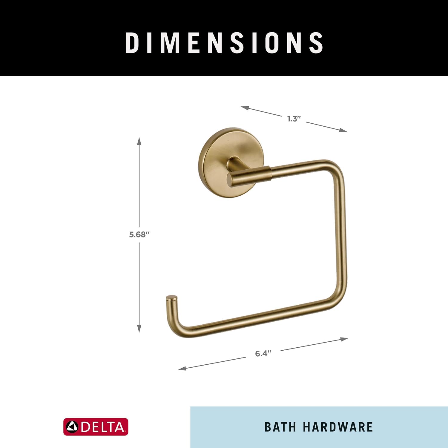 Delta Hand Towel Holder | Square Champagne Bronze Ring for Hanging Towels in Kitchen, Bathroom | Trinsic Accessories (Pack of 3)