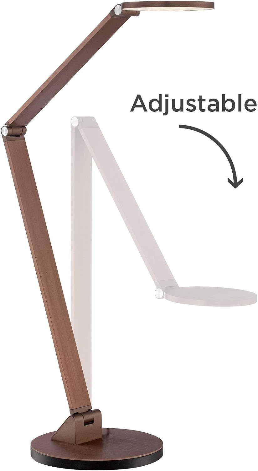 Possini Euro Design Magnum Modern Minimalist Desk Table Lamp LED Adjustable Arm Head 36' Tall French Bronze Brown Metal Decor for Living Room Bedroom House Bedside Nightstand Home Office Reading