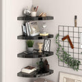 Floating Corner Shelves 4 pcs,Wall Mounted Shelf,Display Ledge,for Storage,Bedroom Living Room Office and More High Gloss Black 13.8'x13.8'x1.5' MDF