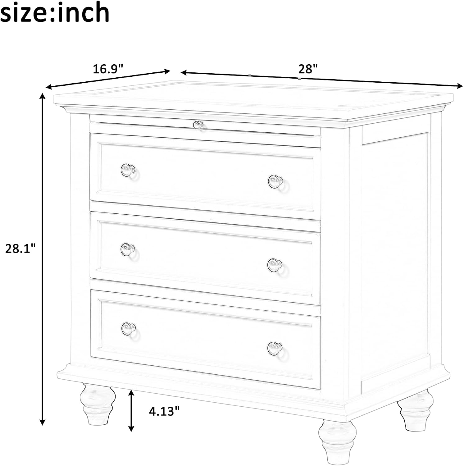 Modern Storage Wood Cabinet with 3-Drawer, Sofa Table Console Table End Table with Pull Out Tray, Accent Table Furniture for Entryway Living Room,Fully Assembly Bedside Table (Black)