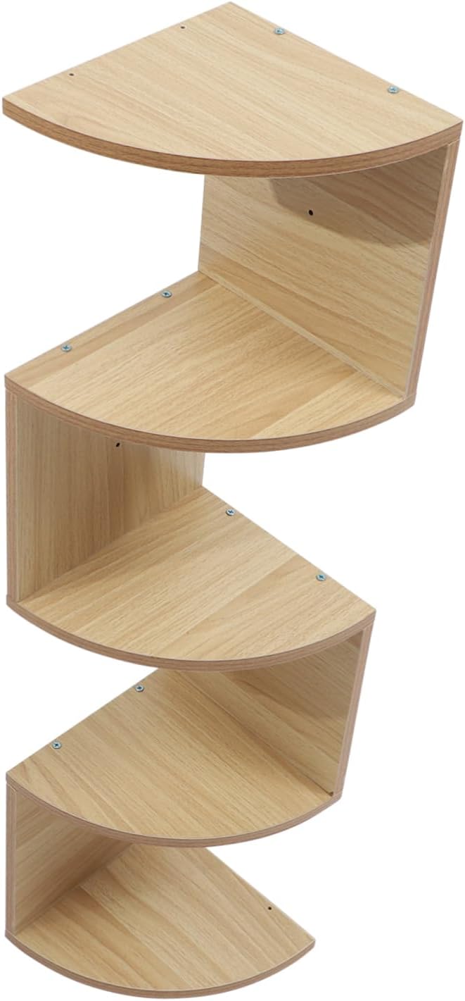 1set Creative Wooden Wall-Mounted Storage Rack Corner Shelf for Home Decor Elegant Display for Bedroom Kitchen Office and Bathroom Space-Saving Design Light Walnut Finish