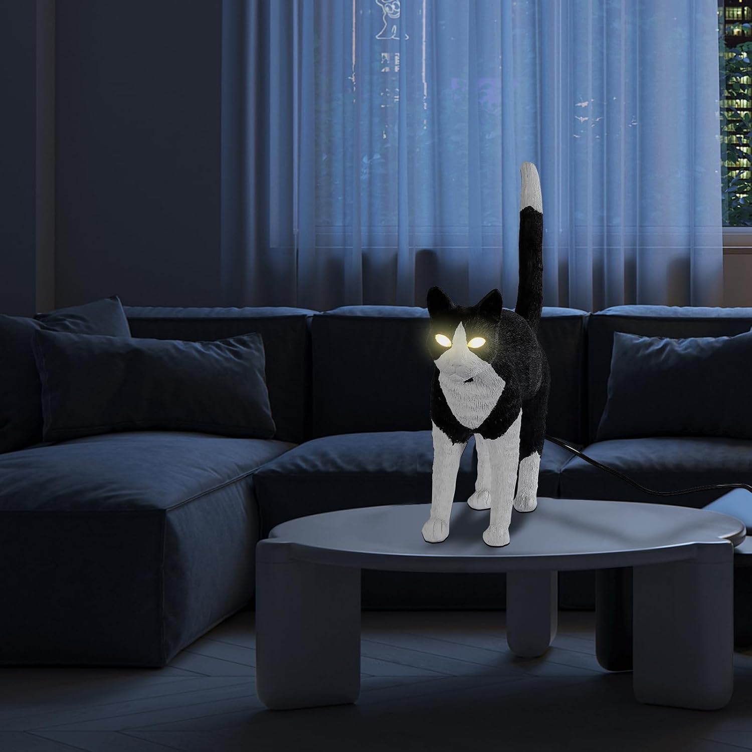 Modern Resin Carved Cat Table Lamp,Desk Lamp,Floor Lamp,Animal Lamp,Bedside LED Light for Home Decor,Living Room, Bedroom, Home Office, Kids Room(Cat)