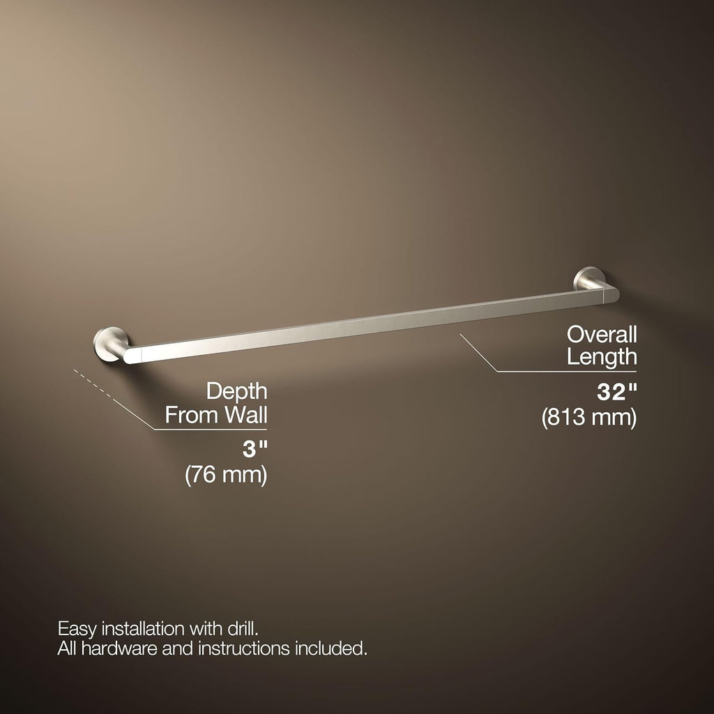 Kohler 73143-BN Composed® 30' Towel bar, Vibrant Brushed Nickel