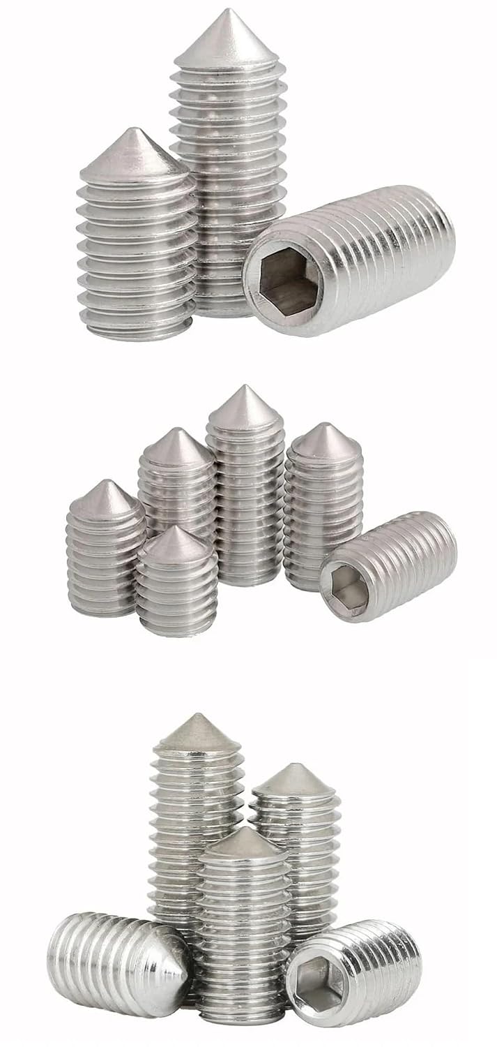 250pcs Stainless Steel Socket Head Hex Set Screws M3 M4 M5 M6 M8 Cup Assortment Kit Grub Screw Cup Point Grub Screw Kit Set (10 Boxes)