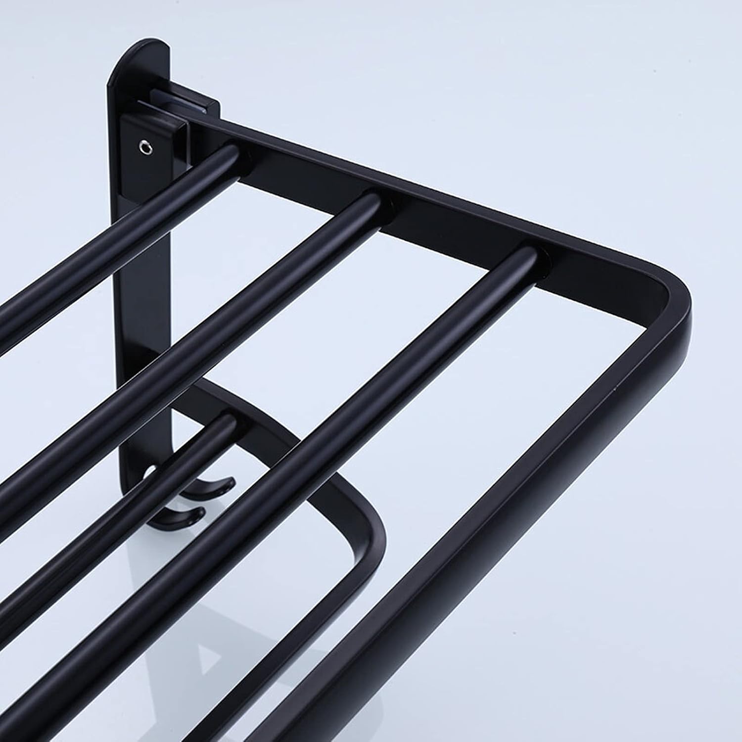 Bathroom Shelf Wall Floating Bathroom 24 Inch Bathroom Shelves Bathroom Shelf Double Towel Bar Holder with Hooks Wall Mounted Multifunctional Foldable No Drilling Floating Shelves Corner Shower Caddy
