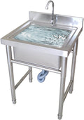 Free Standing Sink | Single Bowl Sink | 1 Compartment Commercial Kitchen Sink | Utility Prep Sinks | 304 Stainless Steel Sink | Extra-Deep Laundry Tub | Indoor-Outdoor Protable