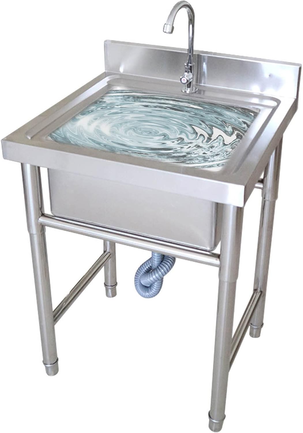 Free Standing Sink | Single Bowl Sink | 1 Compartment Commercial Kitchen Sink | Utility Prep Sinks | 304 Stainless Steel Sink | Extra-Deep Laundry Tub | Indoor-Outdoor Protable