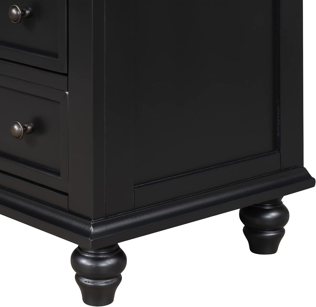 Modern Storage Wood Cabinet with 3-Drawer, Sofa Table Console Table End Table with Pull Out Tray, Accent Table Furniture for Entryway Living Room,Fully Assembly Bedside Table (Black)