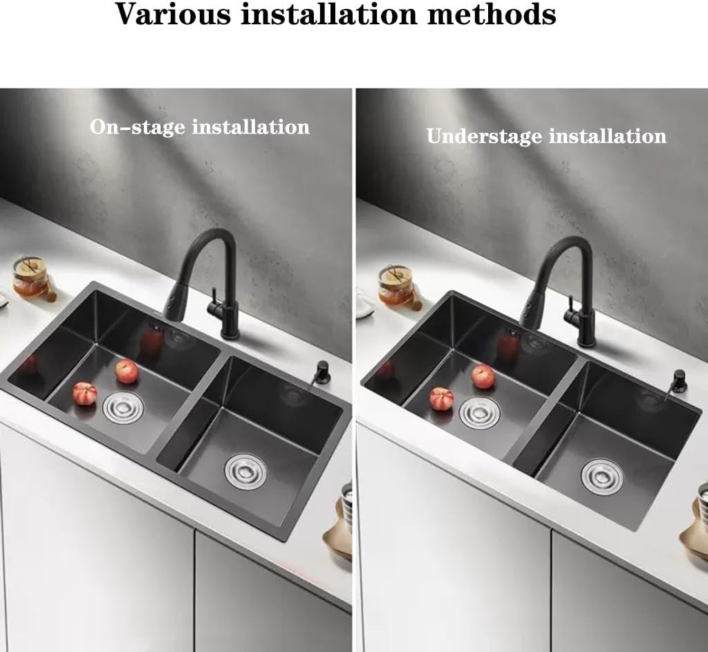 Single Bowl Home Stainless Steel Sink Built-in Undermount Sink Double Bowl Sink Kitchen Dishwashi Table Ware Basin (78 * 43 * 22Cm